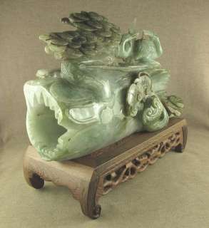 CHINESE OLD JADEITE JADEITE STATUE WITHERED TREE WITH BIRD  