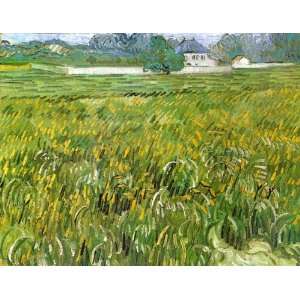 Oil Painting: Wheat Field at Auvers with White House: Vincent van Gogh