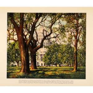  1922 Print White House Capital Trees Printing Painting 