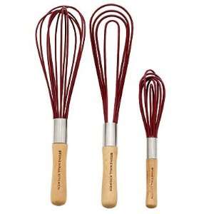  Stonewall Kitchen Silicone Whisk Set   Pomegranate Red 