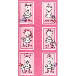  44 Wide Funny Babies Girls Panel Rattled Pink Fabric By 
