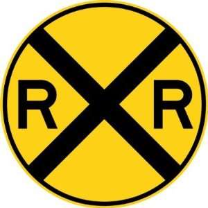 Railroad Crossing Highway Sign Round Sticker
