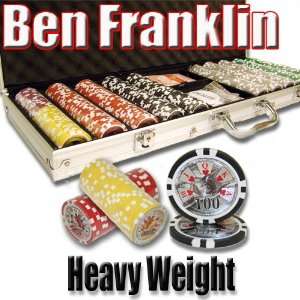 500 Ben Franklin Poker Chip Set with Free WPT Rule Book. 14 Gram Heavy 