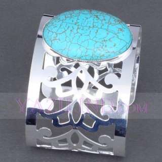 Women/Unisex Fashion Oval Blue Turquoise Mesh Silver Plated Gift 