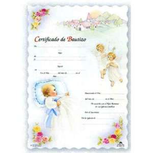  100 Baptism Mini Certificates in Spanish, Baby Boy   4.5 