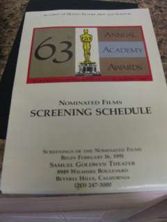 63RD ANNUAL ACADEMY AWARDS GUIDE PROGRAM NOMINATION SCREENING SCHEDULE 