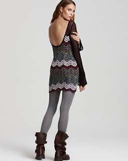 NEW! FREE PEOPLE Lined Multi color Knit Zig Zag CHEVRON SWEATER DRESS 