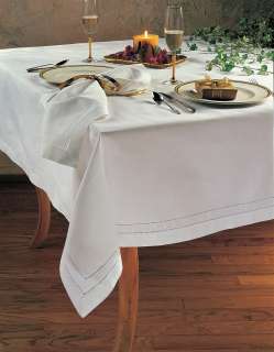   Hemstitch Swiss Dot Tablecloth  White or Beige 72 90 Square  