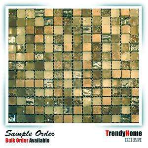 SAMPLE  Dark Emperador Silver & Crackle Blend Glass Brown Mosaic Tile 