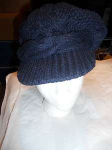 NEW UGG AUSTRALIA Wool Oversized Newsboy Cable Stitch Cap Hat,Navy 
