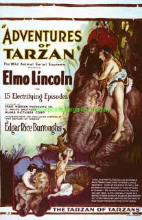 ADVENTURES OF TARZAN MOVIE POSTER 11 BY 17 ELMO LINCOLN  