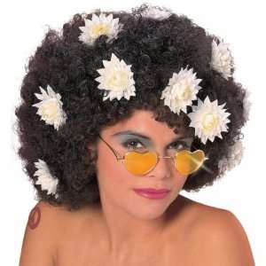  Curly Wig with Daises Black: Toys & Games