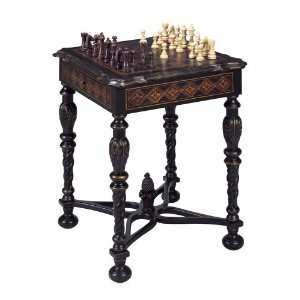  Traditional Black Game Table with Game Pieces: Home 