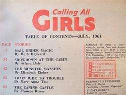 VINTAGE Calling All GIRLS Magazine JULY 1961 SUMMER  