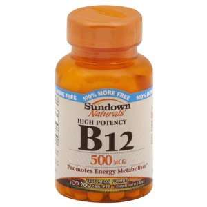 Sundown Naturals, Vitamin B12, High Potency, 500 mcg, Tablets 200 
