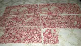 Several Morceaux Pretty Antique 19thC French Toile ~For Small Projects 