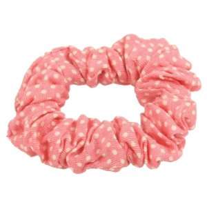   White Circle Pattern Pink Elastic Hair Tie Ponytail Holder: Beauty