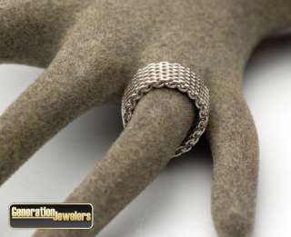 Shimmering Tiffany & Co. Somerset Mesh Ring in 925 Sterling Silver 