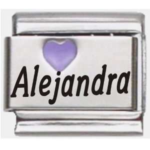  Alejandra Purple Heart Laser Name Italian Charm Link 