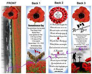 Remembrance Day BOOKMARKS Poppy Field CANADA POPPIES  