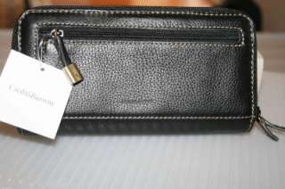 New Emboss Double Zipper Genuine Leather PEWTER BLACK Clutch Organise 