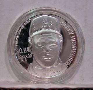 1990 Rickey Henderson 1 oz .999 Silver Coin Euromint  