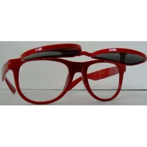  Wayfarer Style Flip Up Lens Sunglasses (Red) Health 