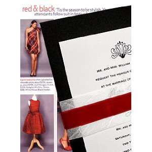   Invitations Kit Jet Black with Unryu Sash and Red Velvet Belly Bands