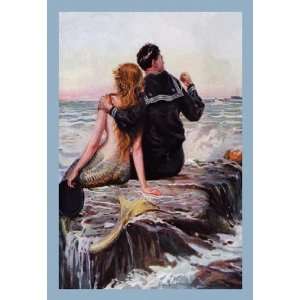  Sailor and Mermaid 12x18 Giclee on canvas