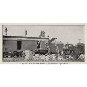   Train Wreck First Missouri Soldiers Alger   Original Halftone Print