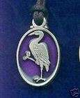 Animal Jewelry Pewter Crane Pendant Purple SCA 0611.14