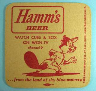 HAMMS BEER WGN TV CHICAGO CUBS WHITE SOX COASTER 1960s  
