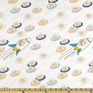 44 Wide Marty Goes To Mars Friendly Aliens White/Blue Fabric By The 