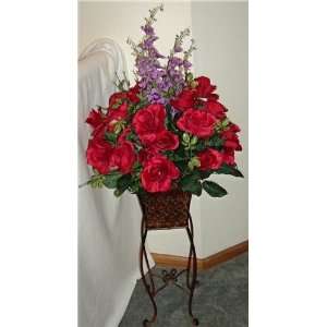  Red Rose & Purple Delphinium Floral Arrangement