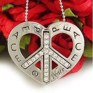  Peace Sign Heart Pendant Necklace n88 