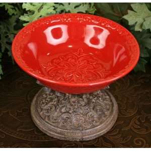Red Pedestal Bowl:  Kitchen & Dining