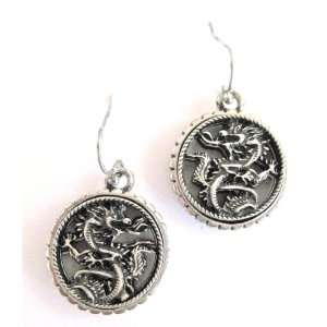  Antique Silver Tone Chinese Dragon Earrings Everything 