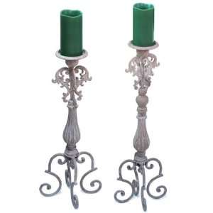   : Fancy Metal Scroll Pillar Candle Holders, Set of 2: Home & Kitchen