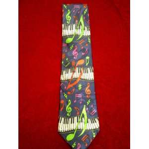   Neck Tie with Keyboard and Music Notes and Symbols 