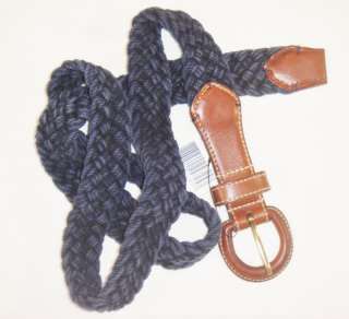 Lauren Ralph Lauren Original Braided Rugby Cotton Leather Tips Belt 