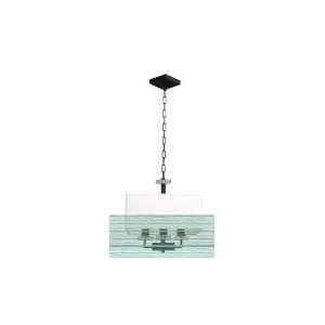   Clair 4 Light Ceiling Pendant in Black with Glass Block Accents glass