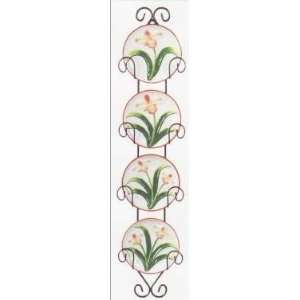  FLOWERS 4 Plates & Metal Wall Hanger NEW!: Home & Kitchen