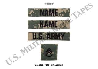 Military Name Tapes U.S. Army ACU Name Tape, Service Tape & Rank 