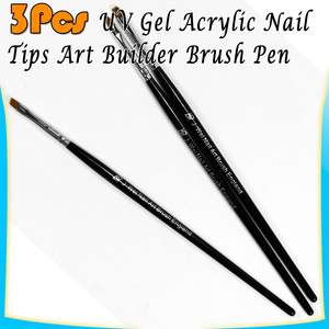 3x UV GEL Nail Art Tips Drawing Painting Pen Brush C222  