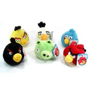Angry Birds 5 Plush Set Red Bird, Black Bird, Blue Bird, Yellow Bird 
