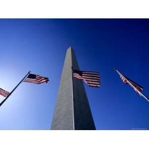  Washington Monument Flanked by American Flags, Washington 