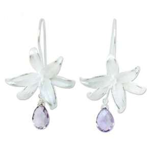 Amethyst flower earrings, Lily Serenade