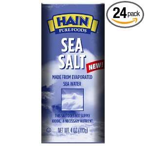 Hain Pure Foods Sea Salt, 4 Ounce Containers (Pack of 24)  