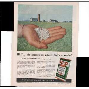  Hi D Ammonium Nitrate Fertilizer Farm Crops 1960 Vintage 