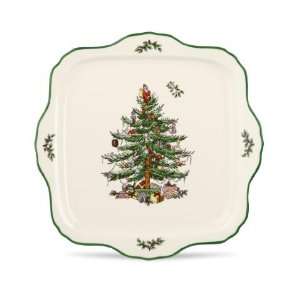    Spode Christmas Tree Sculpted Square Canape: Kitchen & Dining